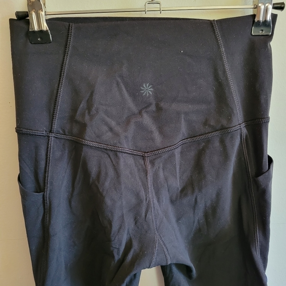 Athleta Salutations 7/8 Tight in Powervita Legging Cropped Black Blue XS Extra S - Picture 10 of 10